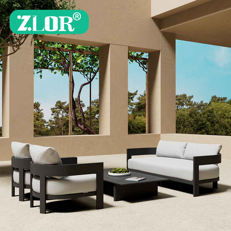 Outdoor Furniture L Shape - Modern Aluminum Outdoor Sofa Set L-Shaped