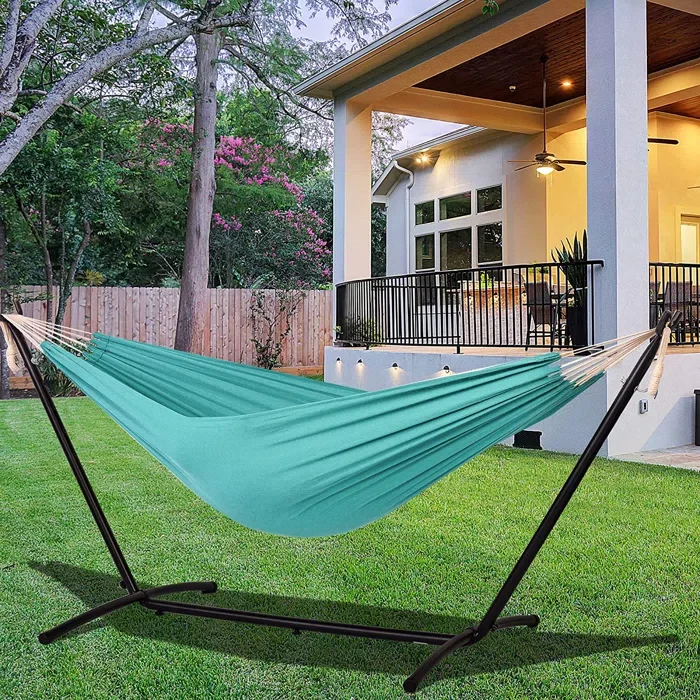 Outdoor Furniture Iron - Outdoor Indoor Capacity Double Cotton Hammock