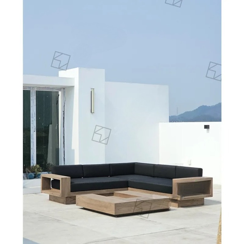 Outdoor Furniture L Shape - Modern Garden L-Shaped Sectional Sofas Teak