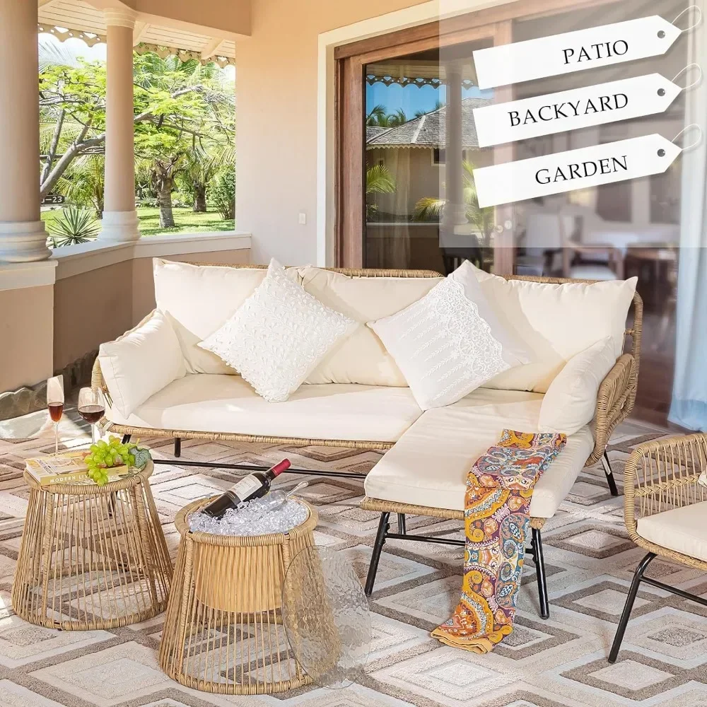 Outdoor Furniture L Shape - A 3/4/5 Piece Boho Outdoor Patio