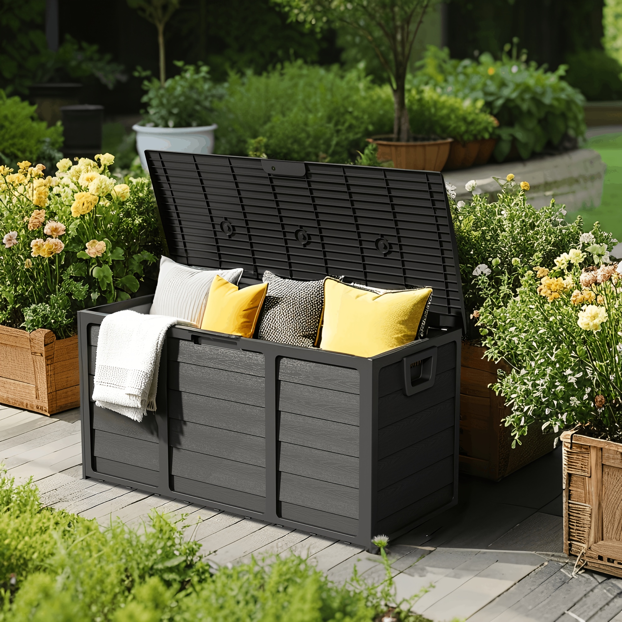 Outdoor Furniture For Patio - Weatherproof Resin Storage, 75 Gallon Weatherproof