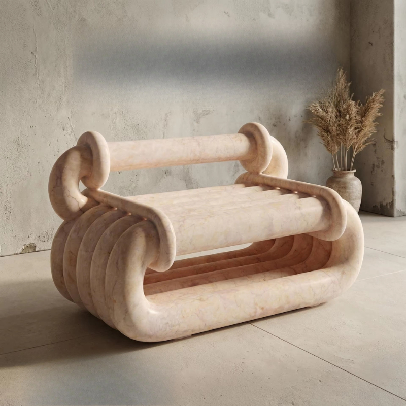 Outdoor Furniture Brands - Natural marble polished outdoor courtyard designer