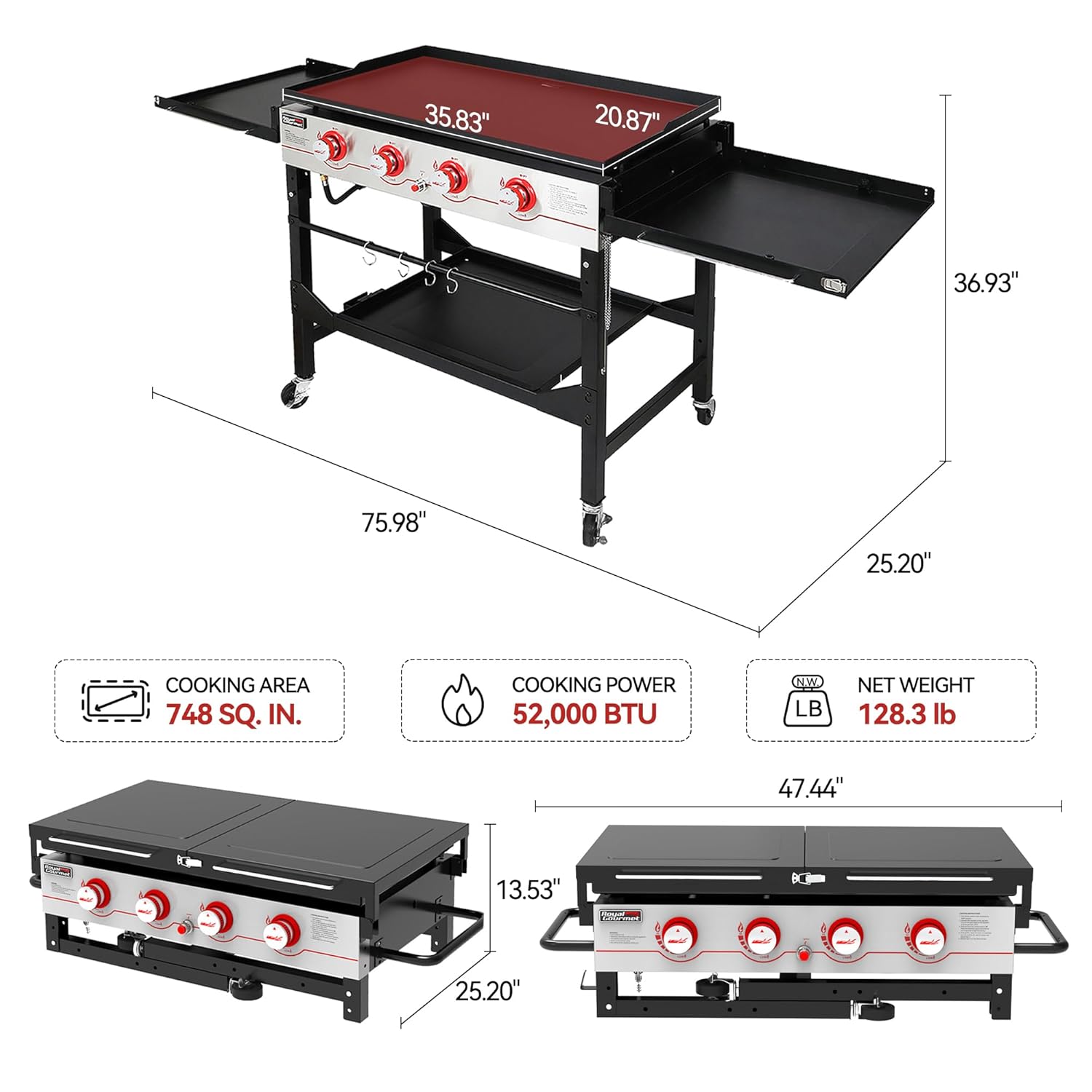 4-Burner 36in Propane Gas Grid – Outdoor Furniture Legs recenzja i cena