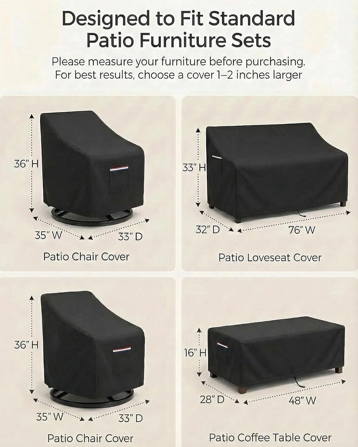 4-Piece Patio Furniture Cover  – Outdoor Furniture Heavy Duty recenzja i cena