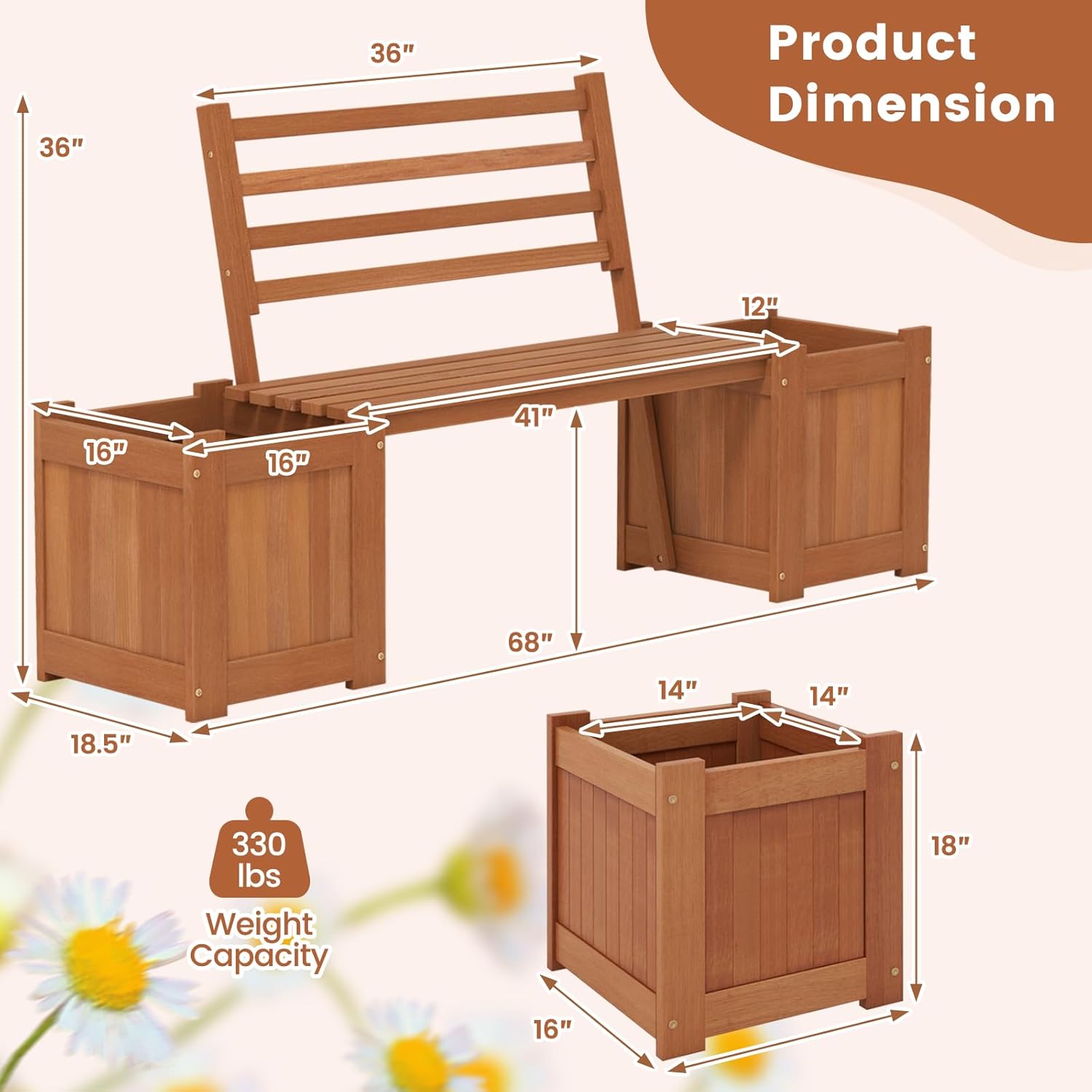 2-in-1 Wood Outdoor Bench with – Outdoor Furniture Oil recenzja i cena
