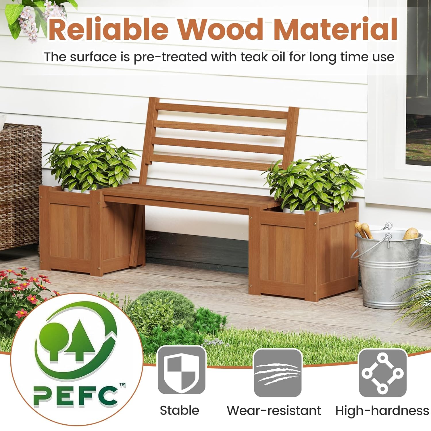 2-in-1 Wood Outdoor Bench with – Outdoor Furniture Oil recenzja i cena