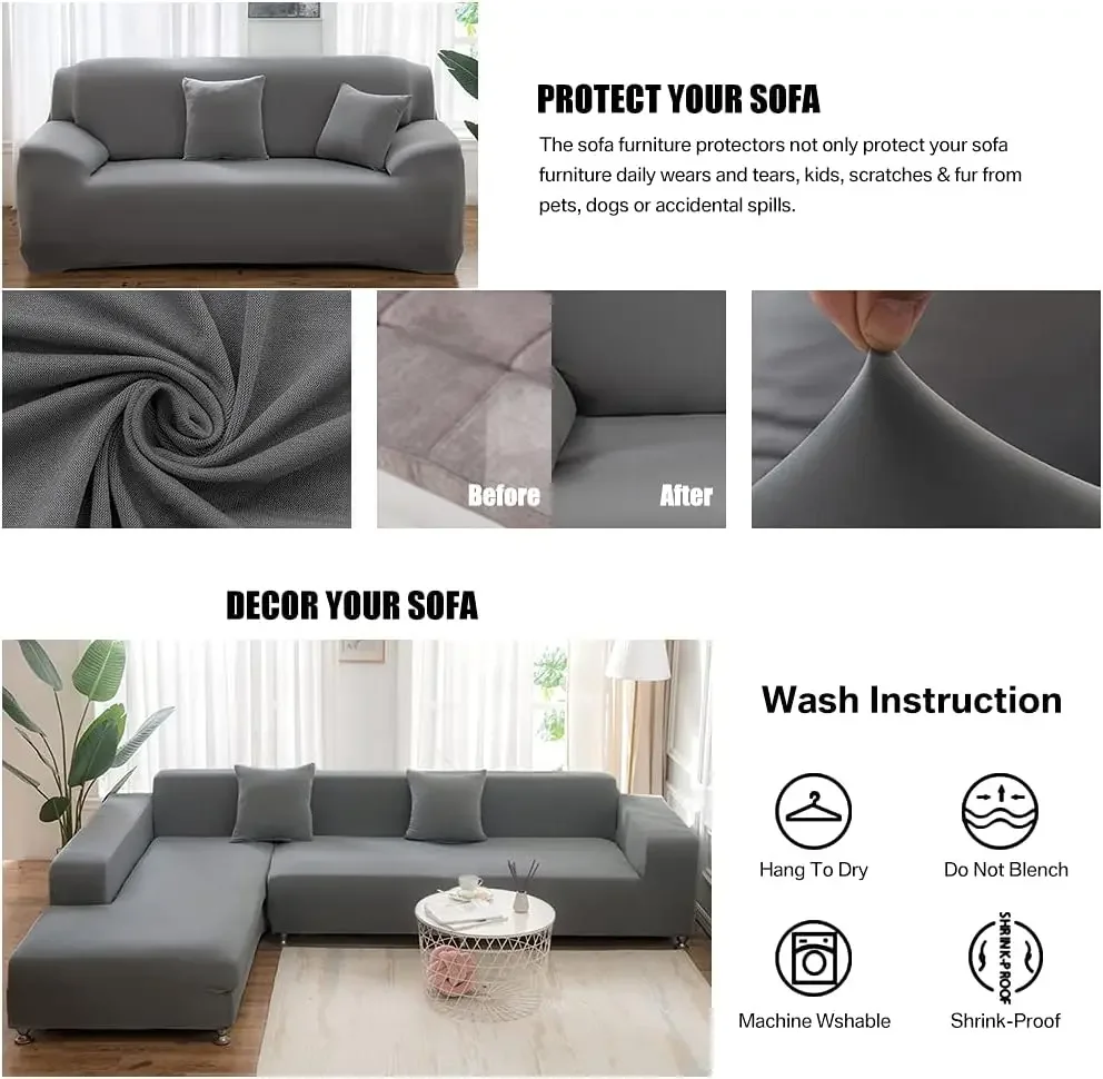 Solid Color Sofa Covers for Li – Outdoor Furniture L Shape recenzja i cena