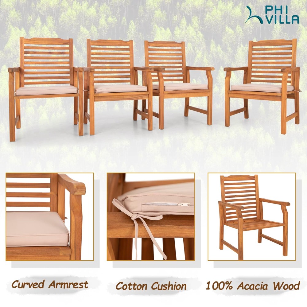 Set of 2 Acacia Wood Dining Ch – Outdoor Furniture Oil recenzja i cena