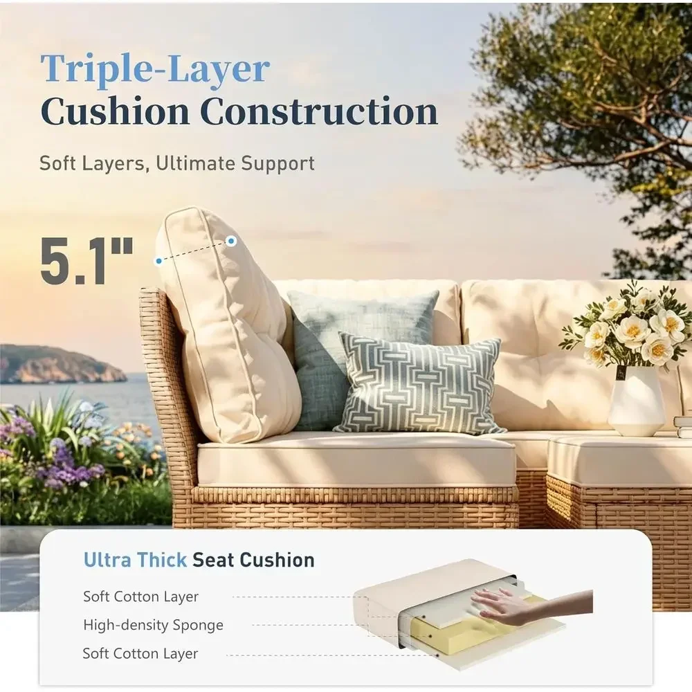 6-Piece Outdoor Wicker Patio F – Outdoor Furniture L Shape recenzja i cena