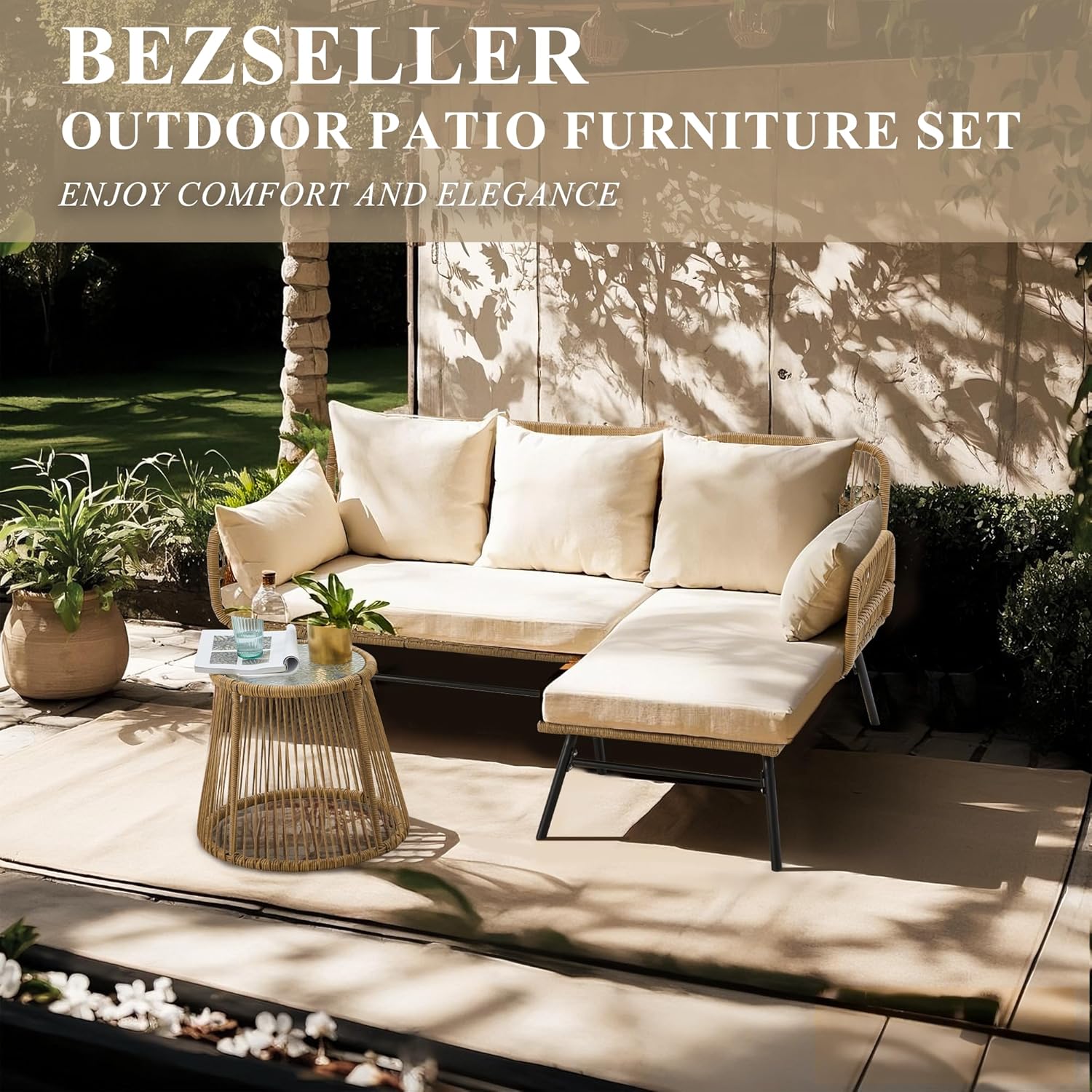 3-Piece Outdoor Patio Furnitur – Outdoor Furniture L Shape recenzja i cena