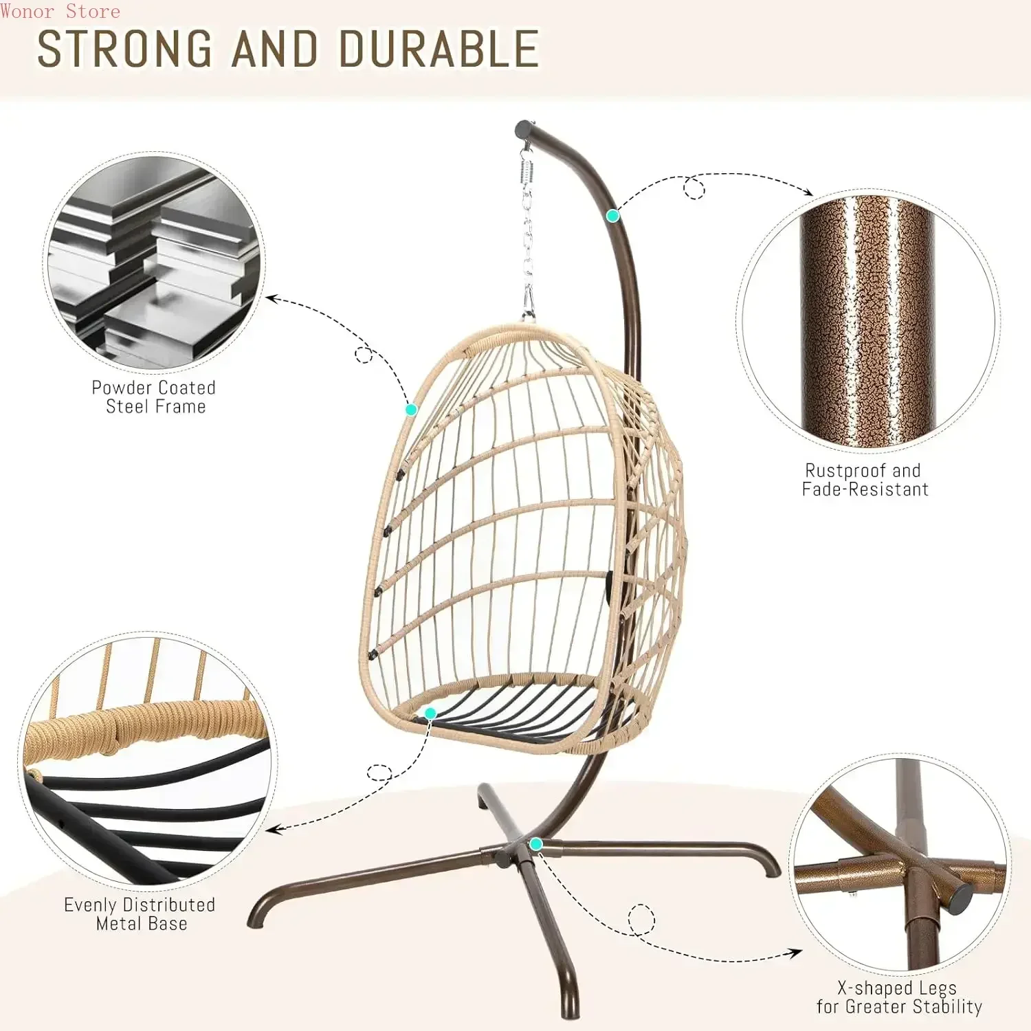 Outdoor Swing Egg Chair with S – Outdoor Furniture Heavy Duty recenzja i cena