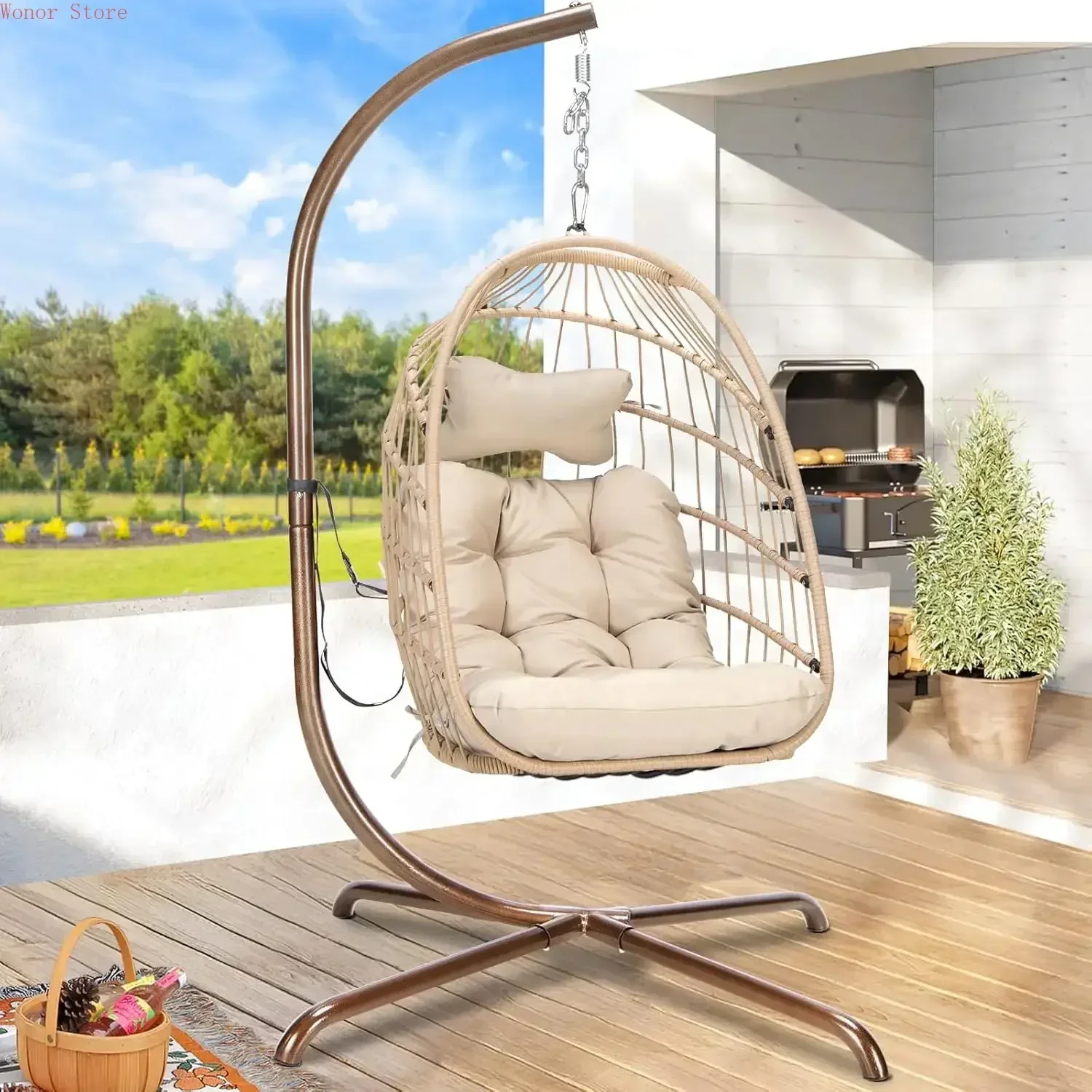 Outdoor Swing Egg Chair with S – Outdoor Furniture Heavy Duty recenzja i cena