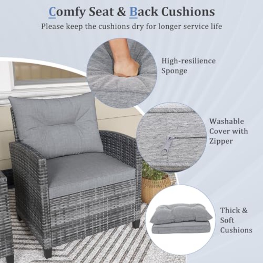 KOTEK 3 Piece Patio Furniture  – Outdoor Furniture For Patio recenzja i cena