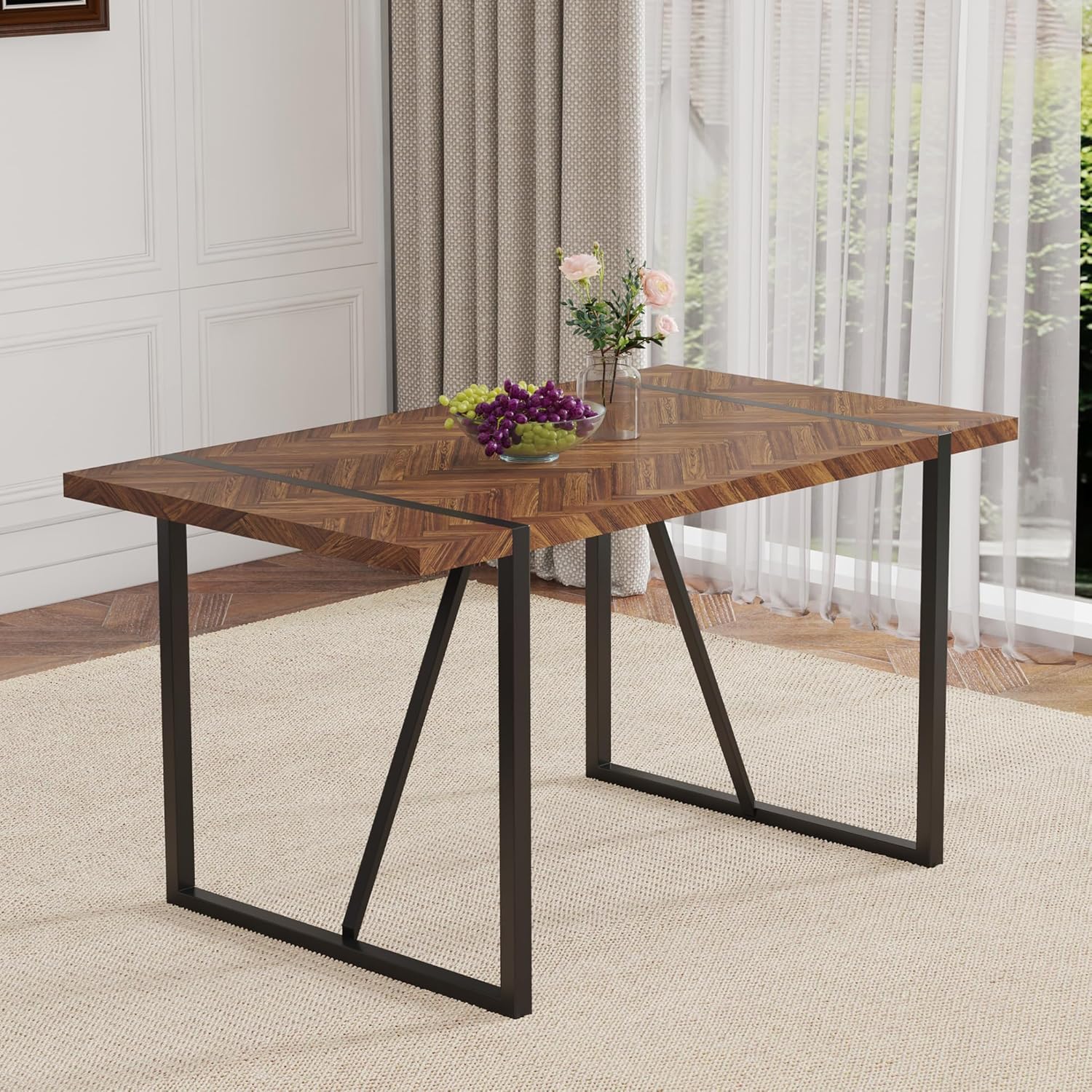 Retro Dining Table Dark Wood T – Outdoor Furniture Legs recenzja i cena