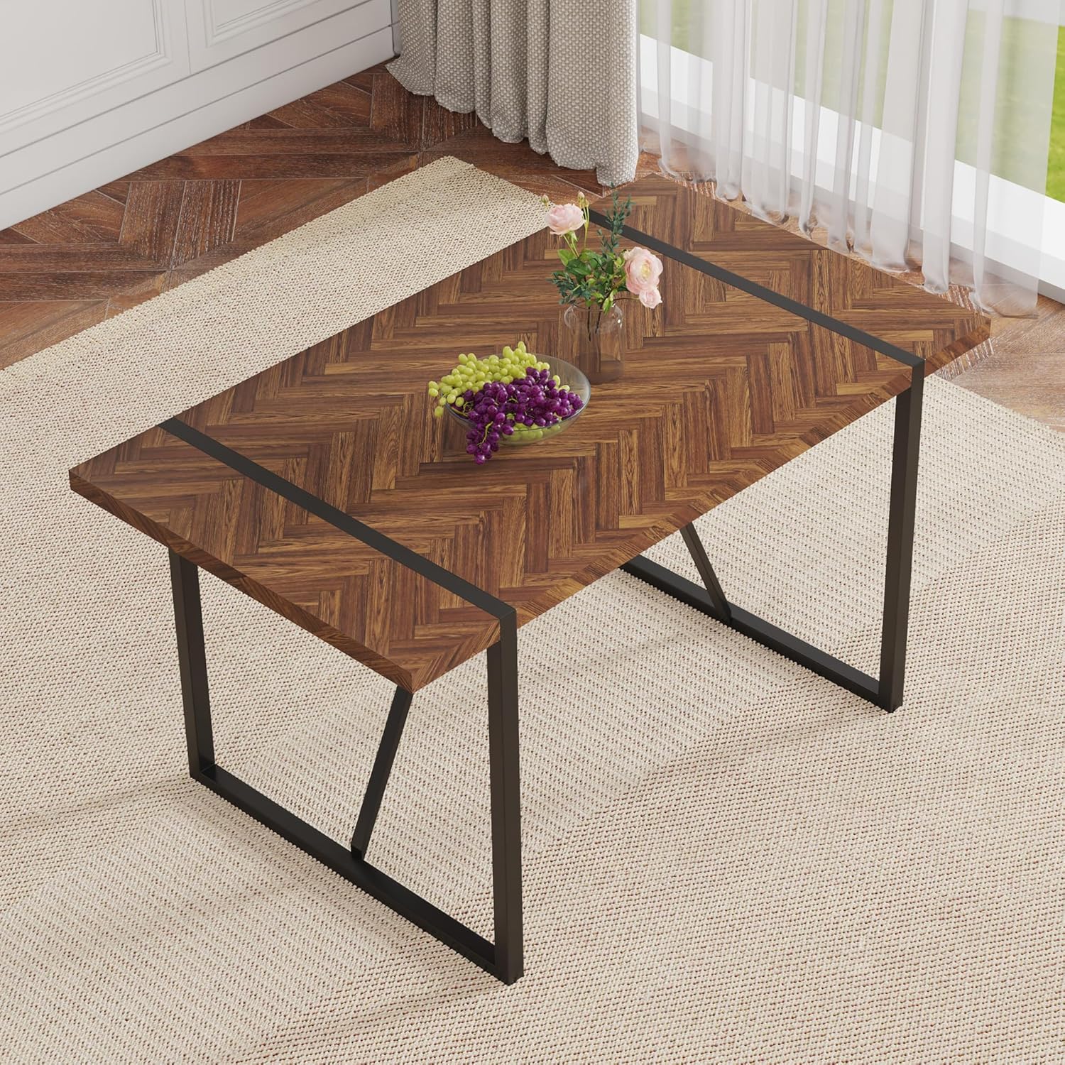 Retro Dining Table Dark Wood T – Outdoor Furniture Legs recenzja i cena