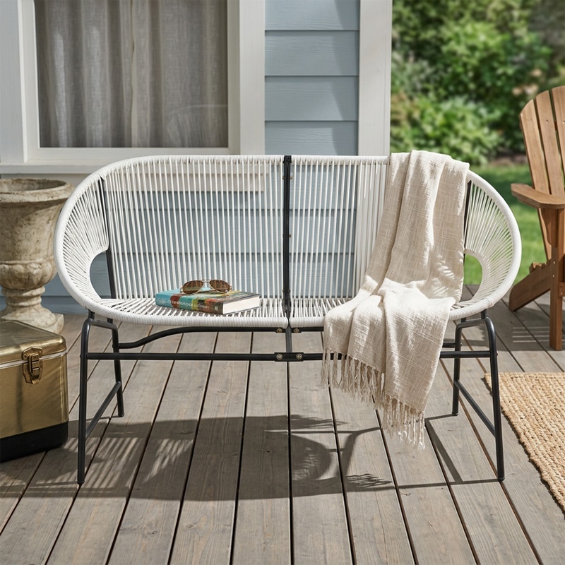 White Wicker Love Seat with Ir – Outdoor Furniture Iron recenzja i cena