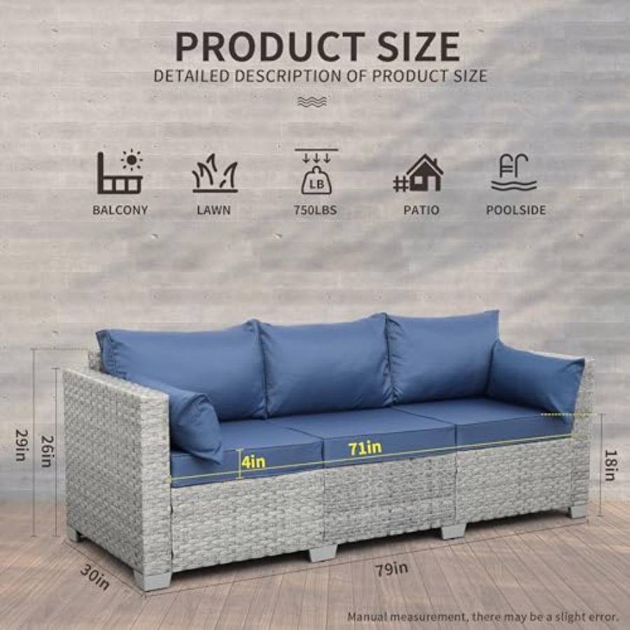 Outdoor Couch 3 Seater Wicker  – Outdoor Furniture For Patio recenzja i cena