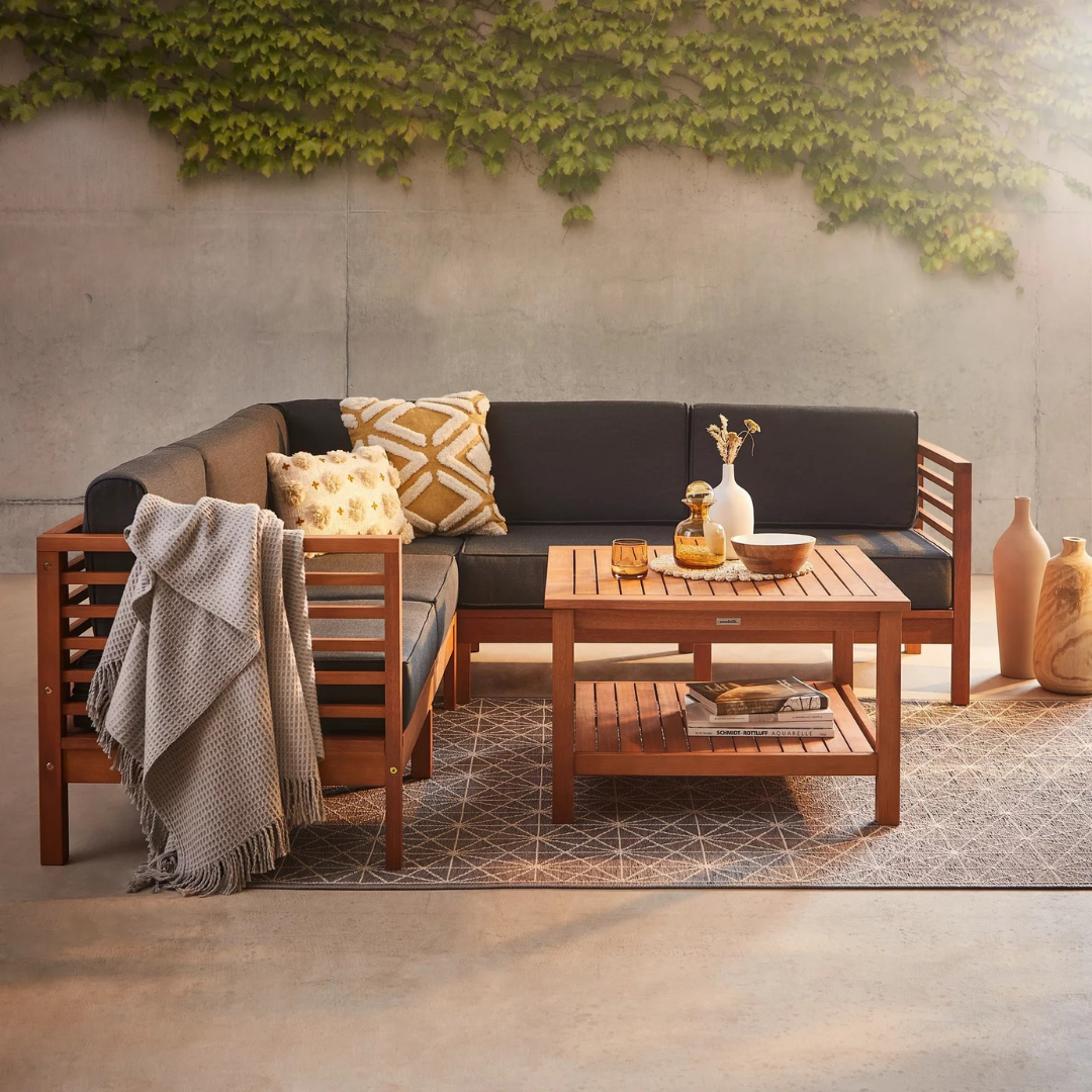 Modern Outdoor Teak Wood Sofa  – Outdoor Furniture Warehouse recenzja i cena