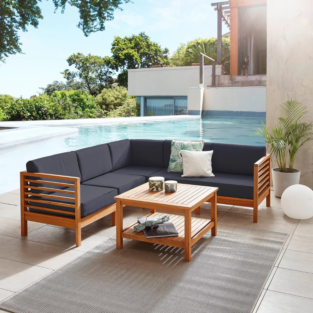 Modern Outdoor Teak Wood Sofa  – Outdoor Furniture Warehouse recenzja i cena